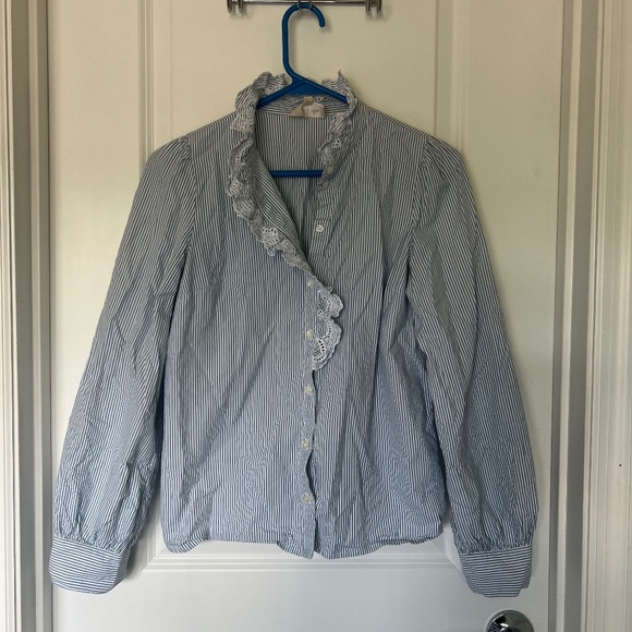 SEZANE Chlo Shirt in Stripes Ecru/Blue 34 XS - Picture 8 of 12